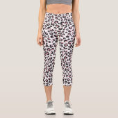 Elegante Rose Gold Black Leopard Muster Capri Leggings (Vorderseite)