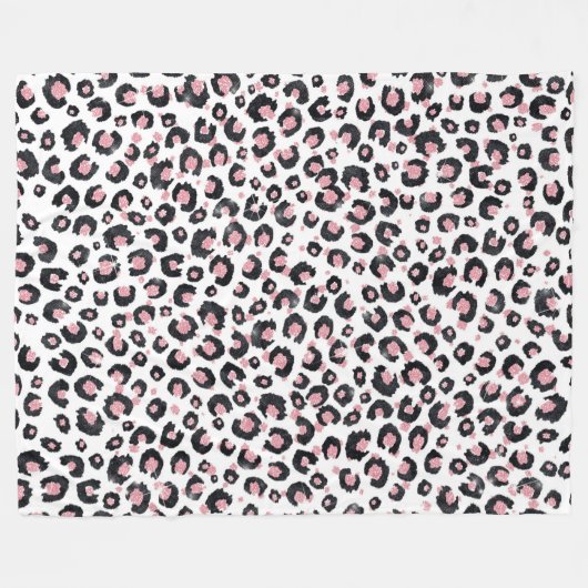 Elegante Rose Gold Black Leopard Muster Fleecedecke (Vorderseite (Horizontal))