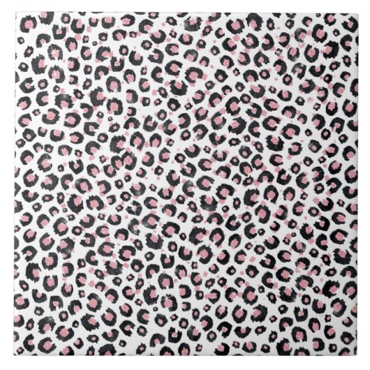 Elegante Rose Gold Black Leopard Muster Fliese (Vorderseite)