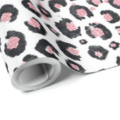 Elegante Rose Gold Black Leopard Muster Geschenkpapier (Rolleneckpunkt)