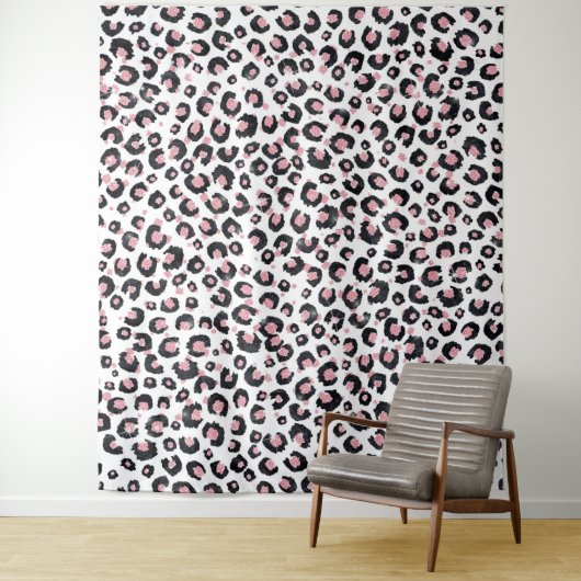 Elegante Rose Gold Black Leopard Muster Wandteppich (Beispiel)