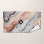 Elegante Rose Gold Black Marble Monogram Badhandtuch Set (Handtuch)