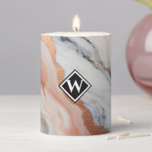 Elegante Rose Gold Black Marble Monogram