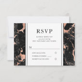 Elegante Rose Gold Black Marble Wedding RSVP (Vorderseite)
