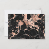Elegante Rose Gold Black Marble Wedding RSVP Karte (Rückseite)