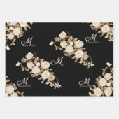 Elegante Rose Gold Black Monogram Geschenkpapier Set (Vorderseite)