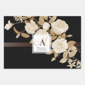 Elegante Rose Gold Black Monogram Geschenkpapier Set (Vorderseite)