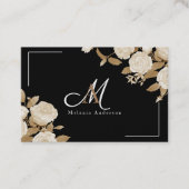 Elegante Rose Gold Black Monogram Visitenkarte (Vorderseite)