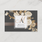 Elegante Rose Gold Black Monogram Visitenkarte (Vorderseite)