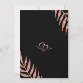 Elegante Rose Gold Blätter Black Wedding Einladung (Rückseite)
