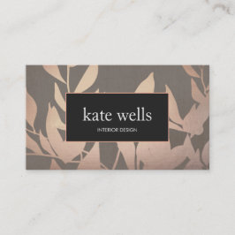 Elegante Rose Gold Blätter Moderne Innenarchitektu Visitenkarte