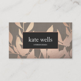 Elegante Rose Gold Blätter Moderne Innenarchitektu Visitenkarte