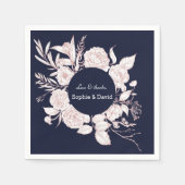 Elegante Rose Gold Blume Navy Blue Wedding Serviette (Vorderseite)