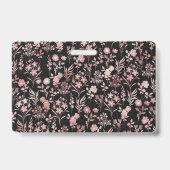 Elegante Rose Gold Blume Schwarz Botanisch Ausweis (Rückseite)