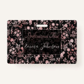 Elegante Rose Gold Blume Schwarz Botanisch Ausweis (Vorderseite)