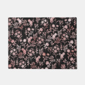 Elegante Rose Gold Blume Schwarz Botanisch Fußmatte (Vorderseite)