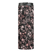 Elegante Rose Gold Blume Schwarz Botanisch Thermosbecher (Rückseite)