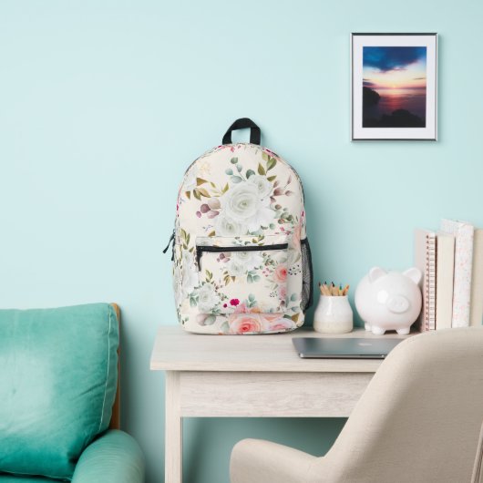 Elegante Rose Gold Blumen Ästhetik Campus Rucksack (InSitu)