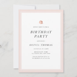 Elegante Rose Gold Blumenwein Minimalist Geburtsta Einladung