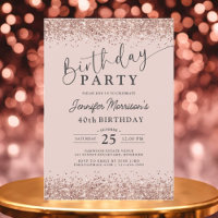 Elegante Rose Gold Blush Glitzer 40. Geburtstag