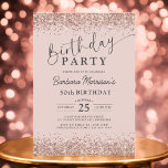 Elegante Rose Gold Blush Glitzer 50. Geburtstag Einladung<br><div class="desc">Feiern Sie mit diesem eleganten Rose Gold Blush Glitzer zum Geburtstag ein tolles 50. Geburtstag im Stil! Diese Einladung, die mit einem weichen Hintergrund und glitzernden Imitaten Rose Gold Glitzer Akzente gesetzt wurde, fügt Ihrem Meilenstein eine moderne und raffinierte Touch hinzu. Vollständig editierbar, ermöglicht es Ihnen, den Namen, das Alter...</div>