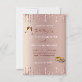 Elegante Rose Gold Blush Glitzer Einladung Hochzei (Vorderseite)