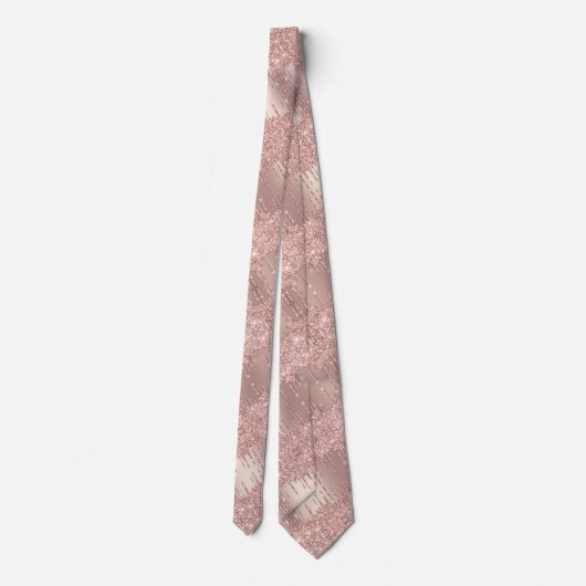 Elegante Rose Gold Blush Glitzer Tropfen Neck Tie Krawatte (Rückseite)