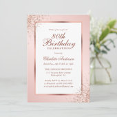 Elegante Rose Gold Blush Pink 80. Geburtstag Einladung (Stehend Vorderseite)