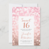 Elegante Rose Gold Blush Sweet 16 Einladung (Vorderseite)