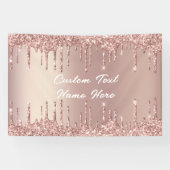 Elegante Rose Gold Blush Tropfen Textnamensbanner Banner (Horizontal)