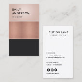 ELEGANTE ROSE GOLD BLUSPINK COPPER BLACK STRIPS VISITENKARTE (Vorne/Hinten)