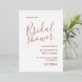 Elegante Rose Gold Boho Minimalistisches Brautpart Folieneinladung (Stehend vorne)