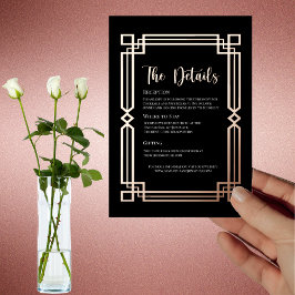 Elegante Rose Gold Border auf Black Details Card Folieneinladung