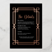 Elegante Rose Gold Border auf Black Details Card Folieneinladung (Vorderseite)