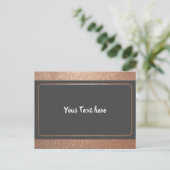 Elegante Rose Gold Border Frame Design Einfach Sch Postkarte (Stehend Vorderseite)