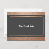 Elegante Rose Gold Border Frame Design Einfach Sch Postkarte (Vorne/Hinten)