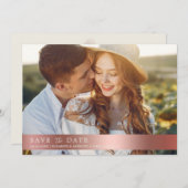 Elegante Rose Gold Botanisches Foto QR Code Save The Date (Vorne/Hinten)