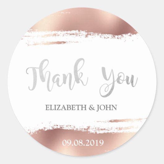 Elegante Rose Gold Brash Stroke Wedding Sticker (Vorderseite)