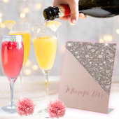 Elegante Rose Gold Brautparty Mimosa Bar Sockelschild