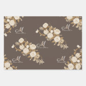Elegante Rose Gold Brown Monogram Geschenkpapier Set (Vorderseite 3)