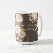 Elegante Rose Gold Brown Monogram Kaffeetasse (VorderseiteRechts)