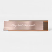 Elegante Rose Gold Brushed Metal Handwriting Schreibtischnamensplakette (Vorderseite )