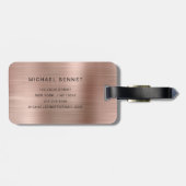 Elegante Rose Gold Brushed Metal Mit Monogramm Gepäckanhänger (Rückseite horizontal)