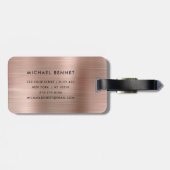 Elegante Rose Gold Brushed Metal Mit Monogramm Gepäckanhänger (Rückseite horizontal)