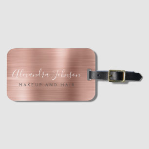 Elegante Rose Gold Brushed Metal Monogram Name Gepäckanhänger