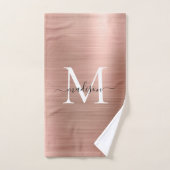 Elegante Rose Gold Brushed Metal Monogram Script Badhandtuch Set (Handtuch)