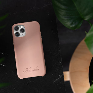 Elegante Rose Gold Brushed Metal Name iPhone 14 Pro Max Hülle