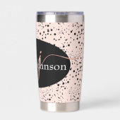 Elegante Rose Gold Buchstaben auf Schwarz Thermal Thermobecher (Rückseite)