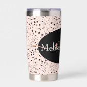 Elegante Rose Gold Buchstaben auf Schwarz Thermal Thermobecher (Vorderseite)