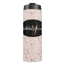 Elegante Rose Gold Buchstaben auf Schwarz Thermal Thermosbecher